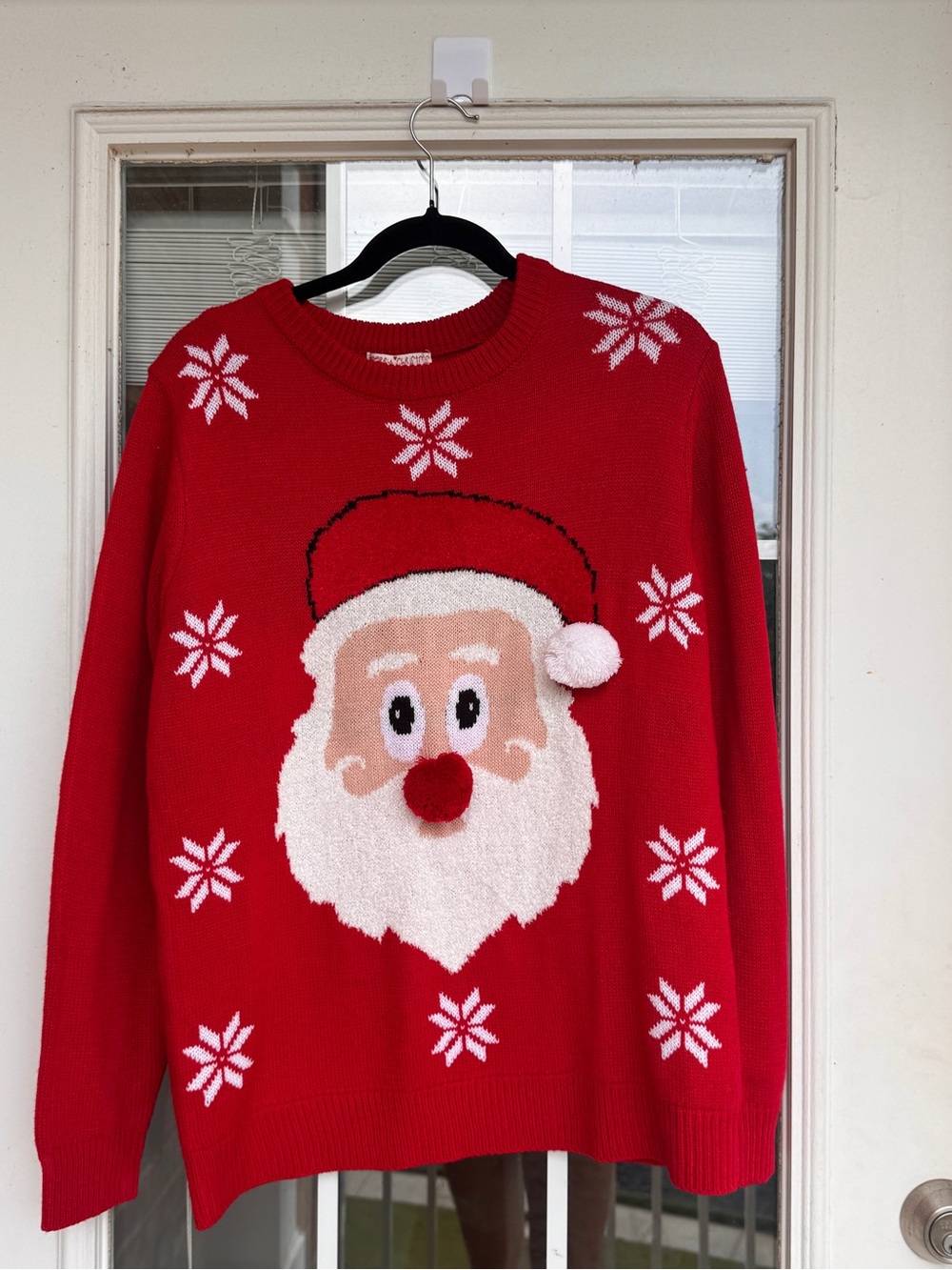 Red Santa Face Holiday Sweater - Poof New York